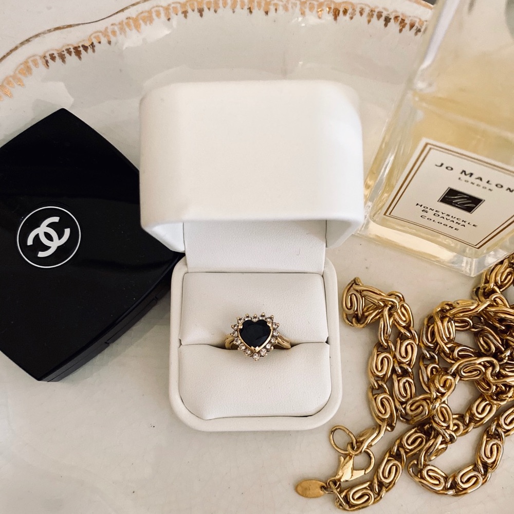 Heart-shaped Genuine Blue Sapphire Ring